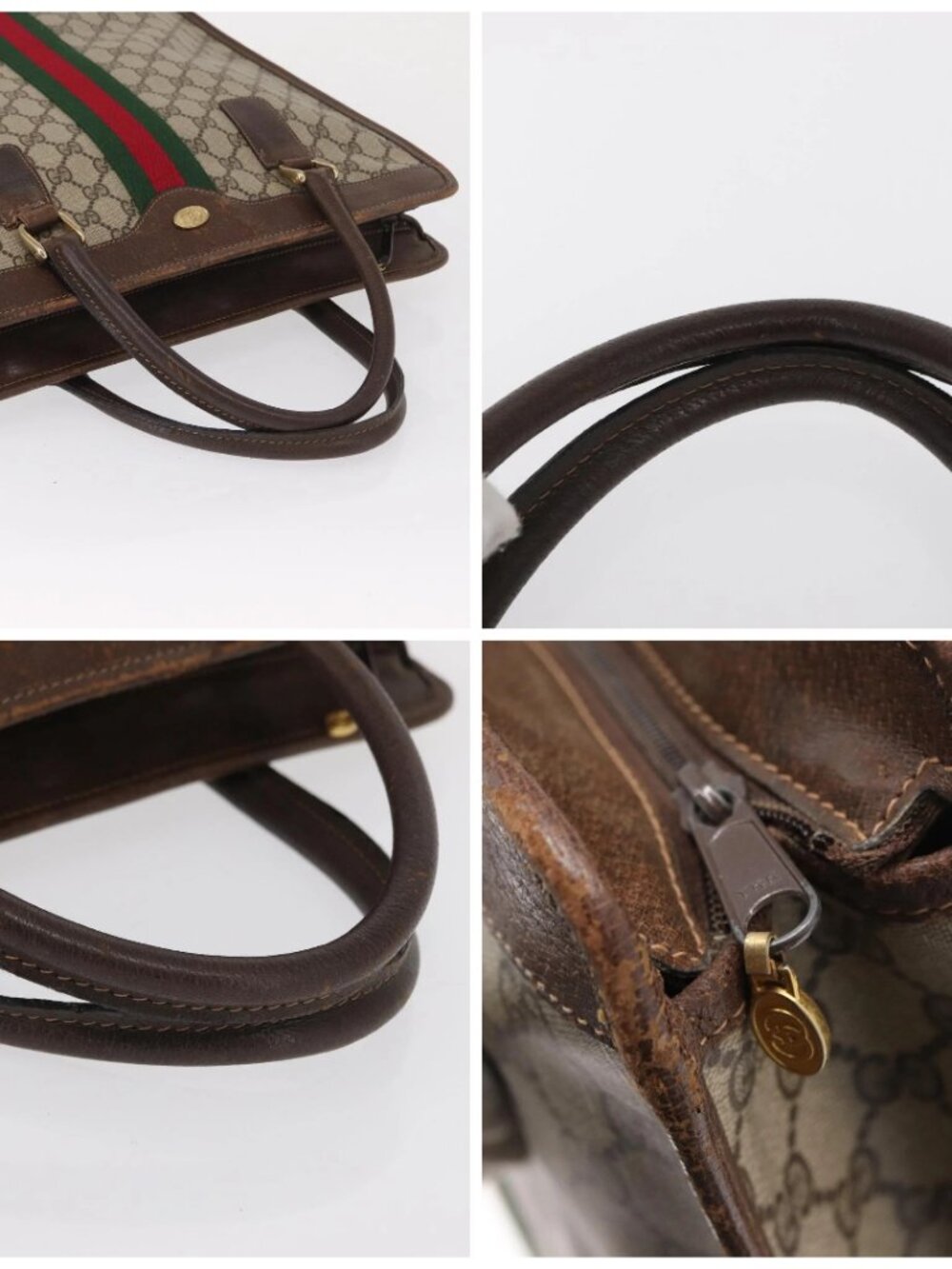 GUCCI GG Supreme Web Sherry Line Tote Bag PVC Beige Gold 010 378 Auth ep12692 - Picture 16 of 16